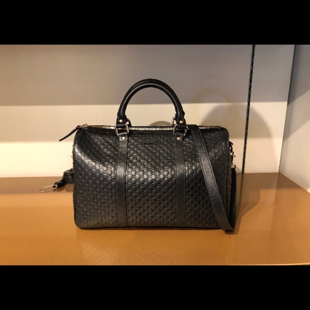 GUCCI Boston Guccissima new black leather authenti